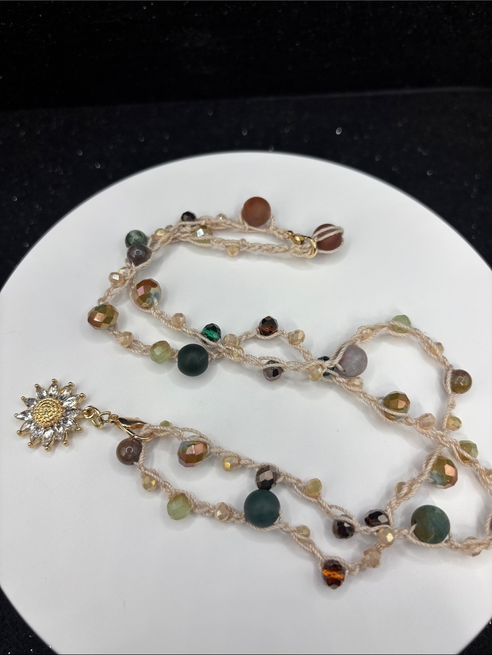 Earthy Beaded Crochet Necklace - Picture 6 of 6